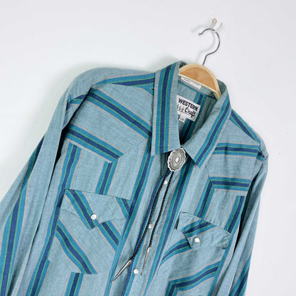 vintage western craft snap button down shirt - size large