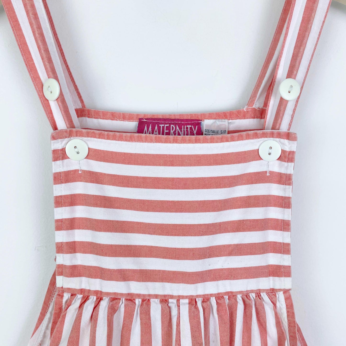 vintage maternity express striped short overalls
