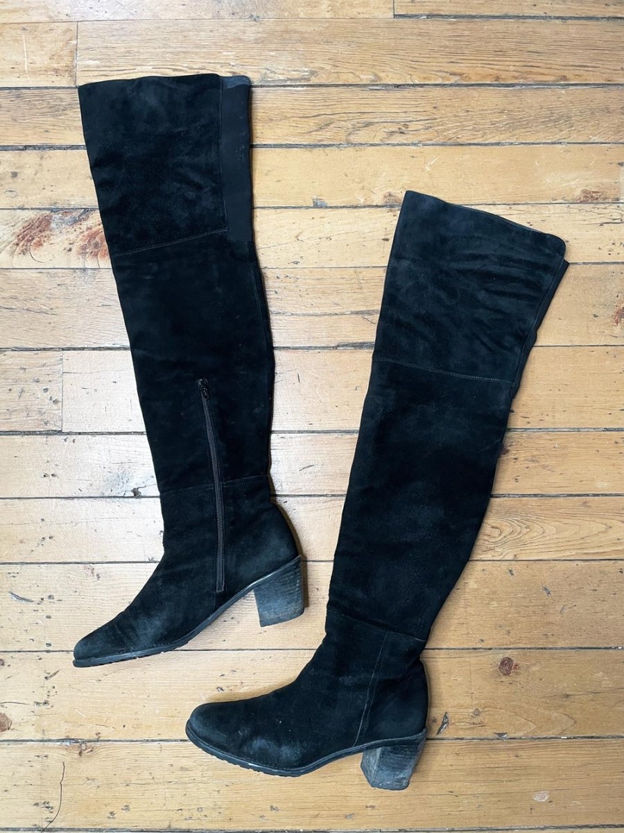 stuart weitzman hilo suede OTK low heel boots | over the knee - good market thrift store