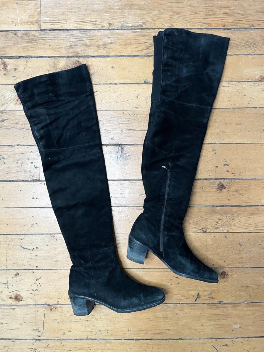stuart weitzman hilo suede OTK low heel boots | over the knee - good market thrift store