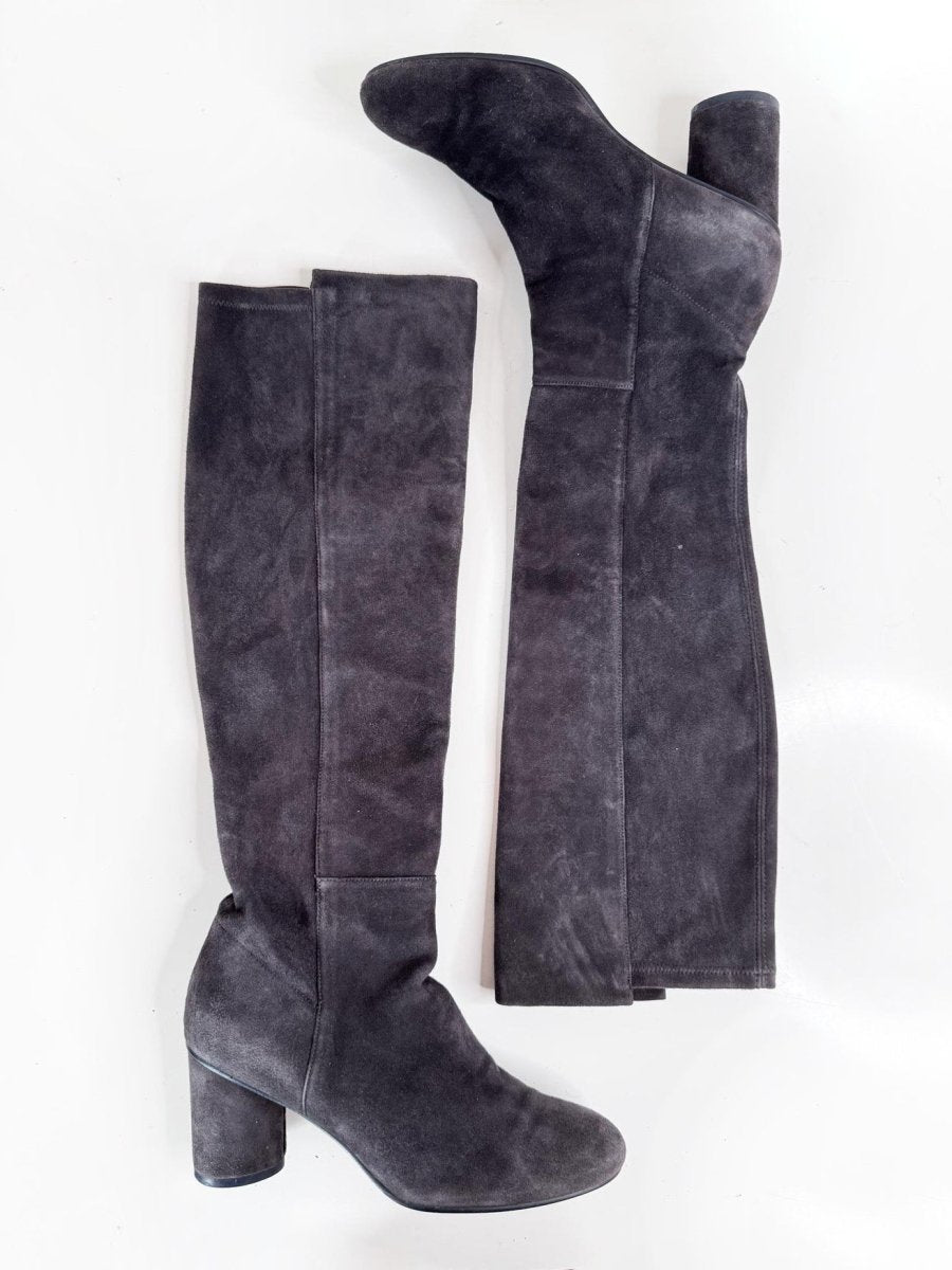 stuart weitzman OTK suede block heel tall boot | made in Spain - good market thrift store