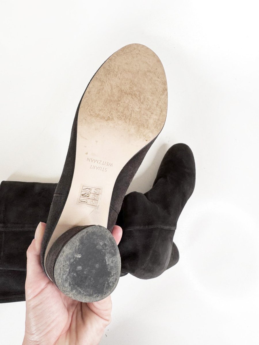 stuart weitzman OTK suede block heel tall boot | made in Spain - good market thrift store