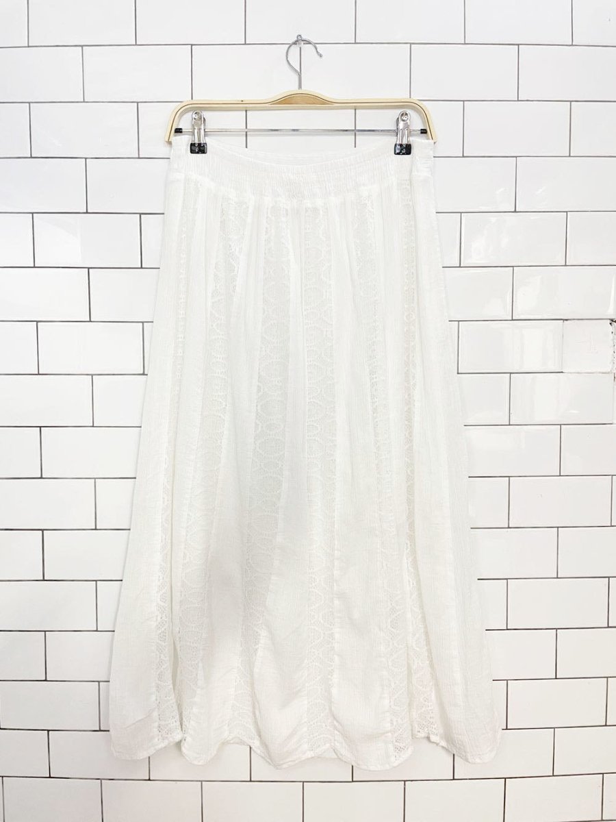 studio west apparel boho lace panel prairie midi skirt | made in India - good market thrift store