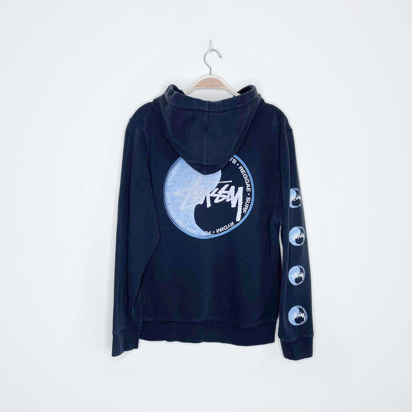 vintage stussy yin yang hoodie made in usa - size small