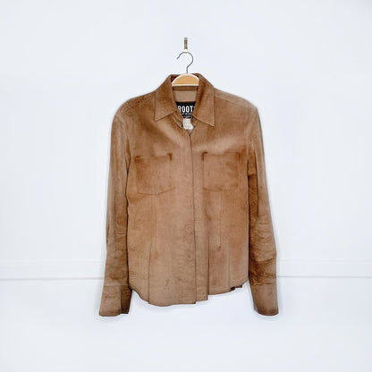 vintage 90s roots suede snap button shirt jacket
