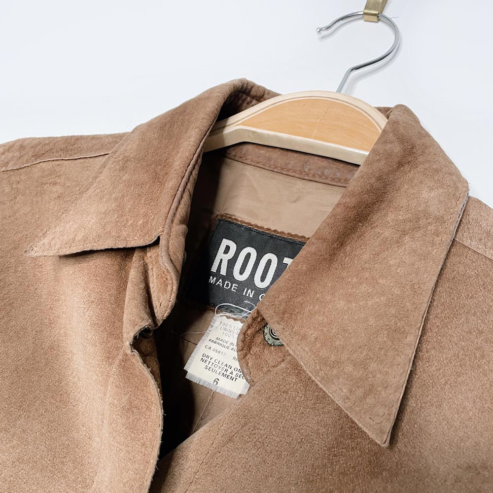 vintage 90s roots suede snap button shirt jacket