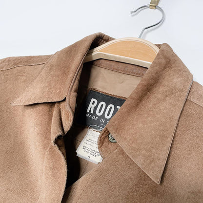 vintage 90s roots suede snap button shirt jacket