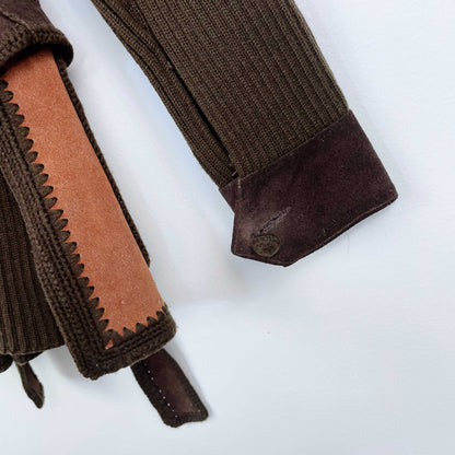 vintage 70s suede knit combo cardigan