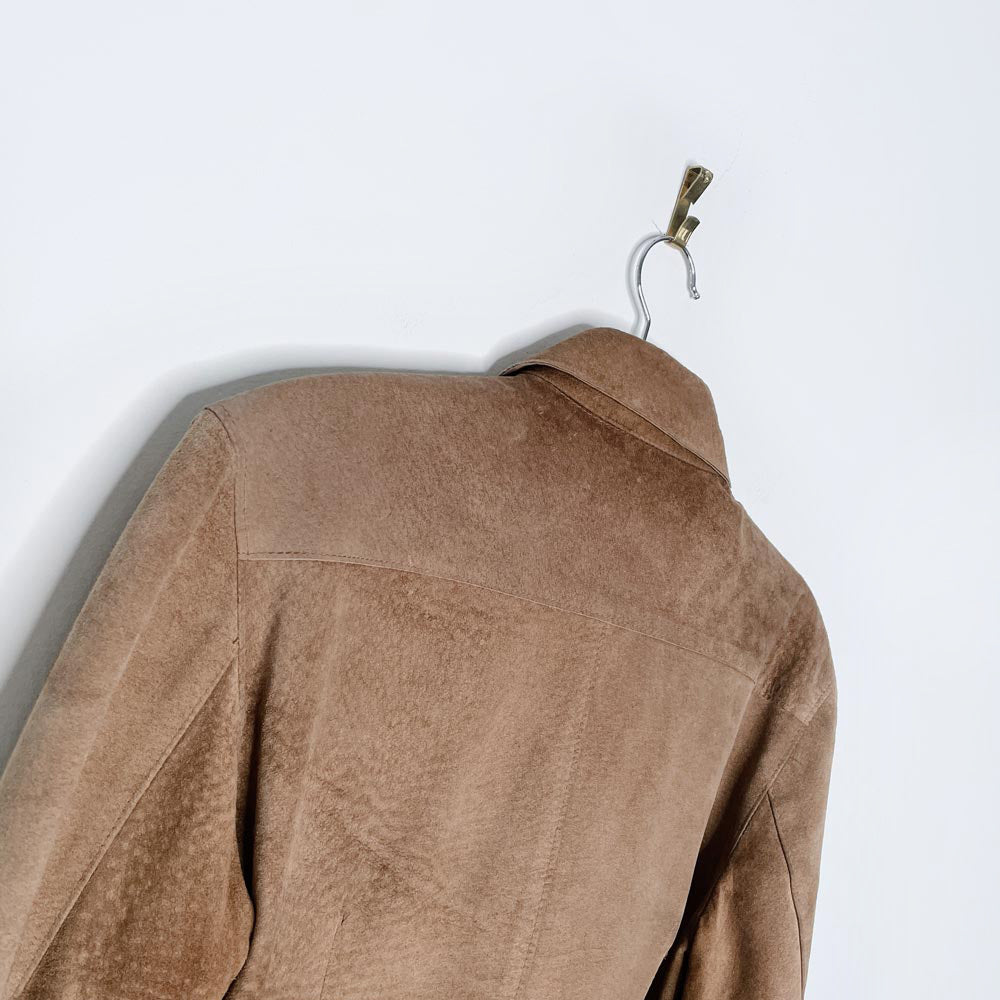 vintage 90s roots suede snap button shirt jacket