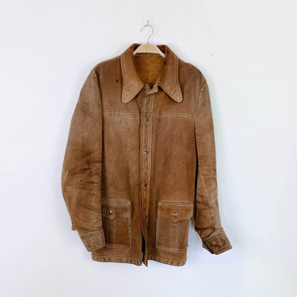 vintage tough suede snap button rancher jacket