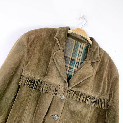 vintage made in italy suede fringe rancher jacket