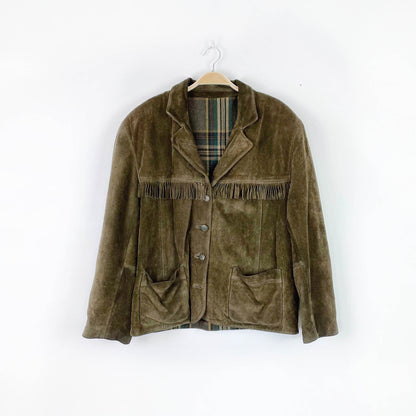 vintage made in italy suede fringe rancher jacket