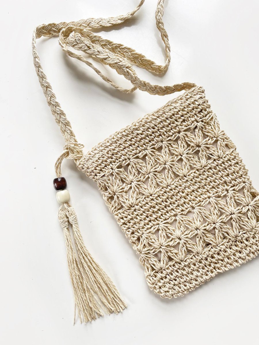 summer boho crochet crossbody bag - good market thrift store