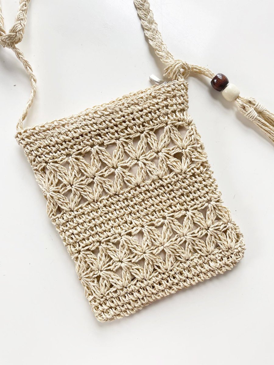 summer boho crochet crossbody bag - good market thrift store
