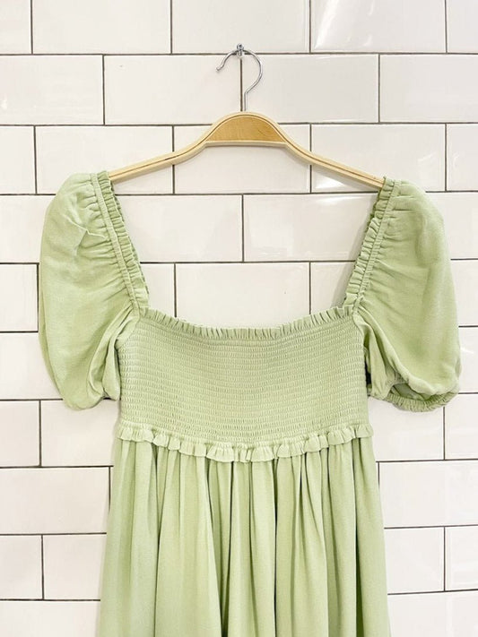 sun - deh hadley prairie square neck smocked mini dress | aritzia - good market thrift store