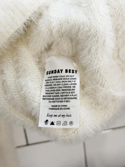 sunday best fuzzy kitten cropped knit sweater | aritzia - good market thrift store