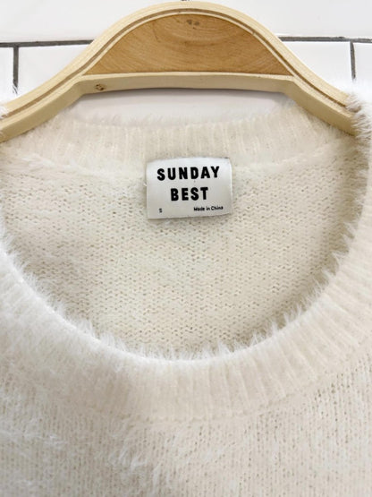 sunday best fuzzy kitten cropped knit sweater | aritzia - good market thrift store