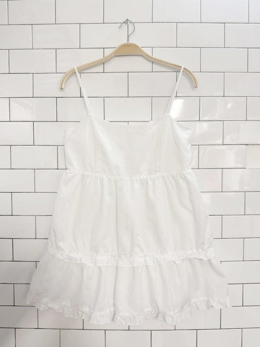 sunday best linen - blend babydoll tiered mini dress | aritzia - good market thrift store