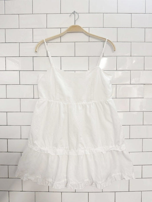 sunday best linen - blend babydoll tiered mini dress | aritzia - good market thrift store
