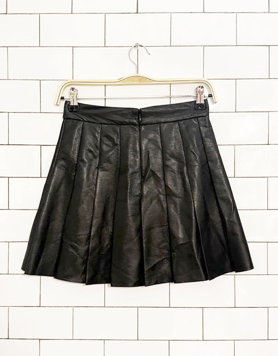 sun.deh faux leather pleated micro mini skirt | aritzia - good market thrift store