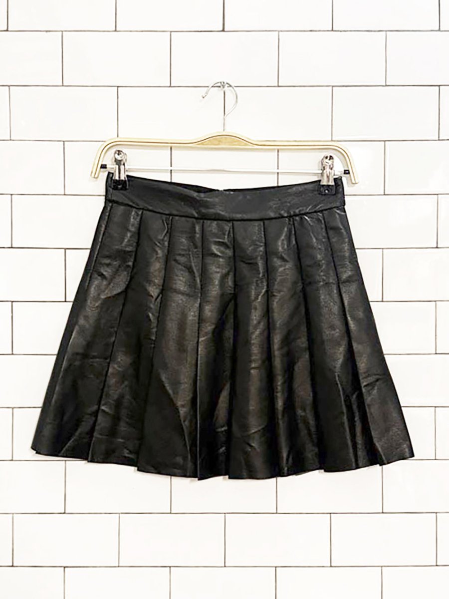 sun.deh faux leather pleated micro mini skirt | aritzia - good market thrift store