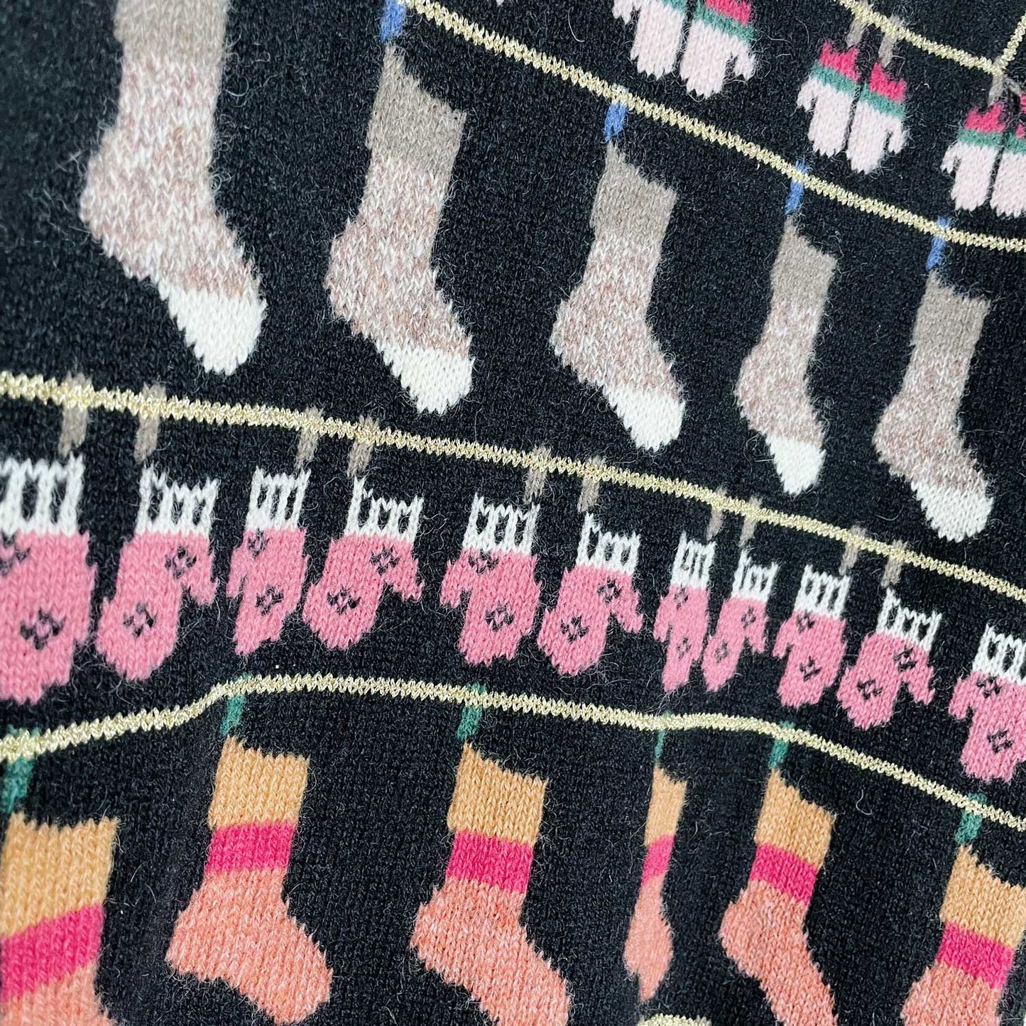 vintage susan bristol mittens and stockings holiday knit crew - size 38