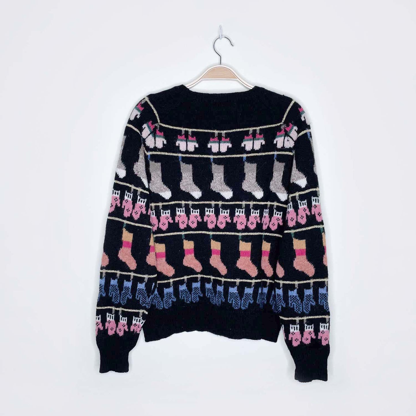 vintage susan bristol mittens and stockings holiday knit crew - size 38