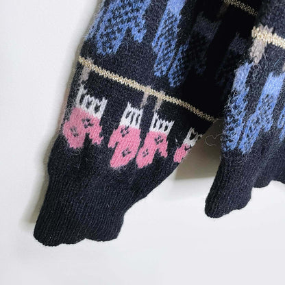 vintage susan bristol mittens and stockings holiday knit crew - size 38