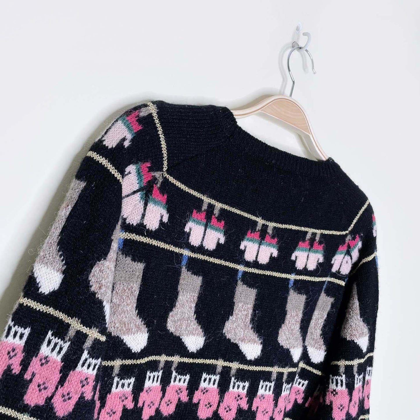 vintage susan bristol mittens and stockings holiday knit crew - size 38