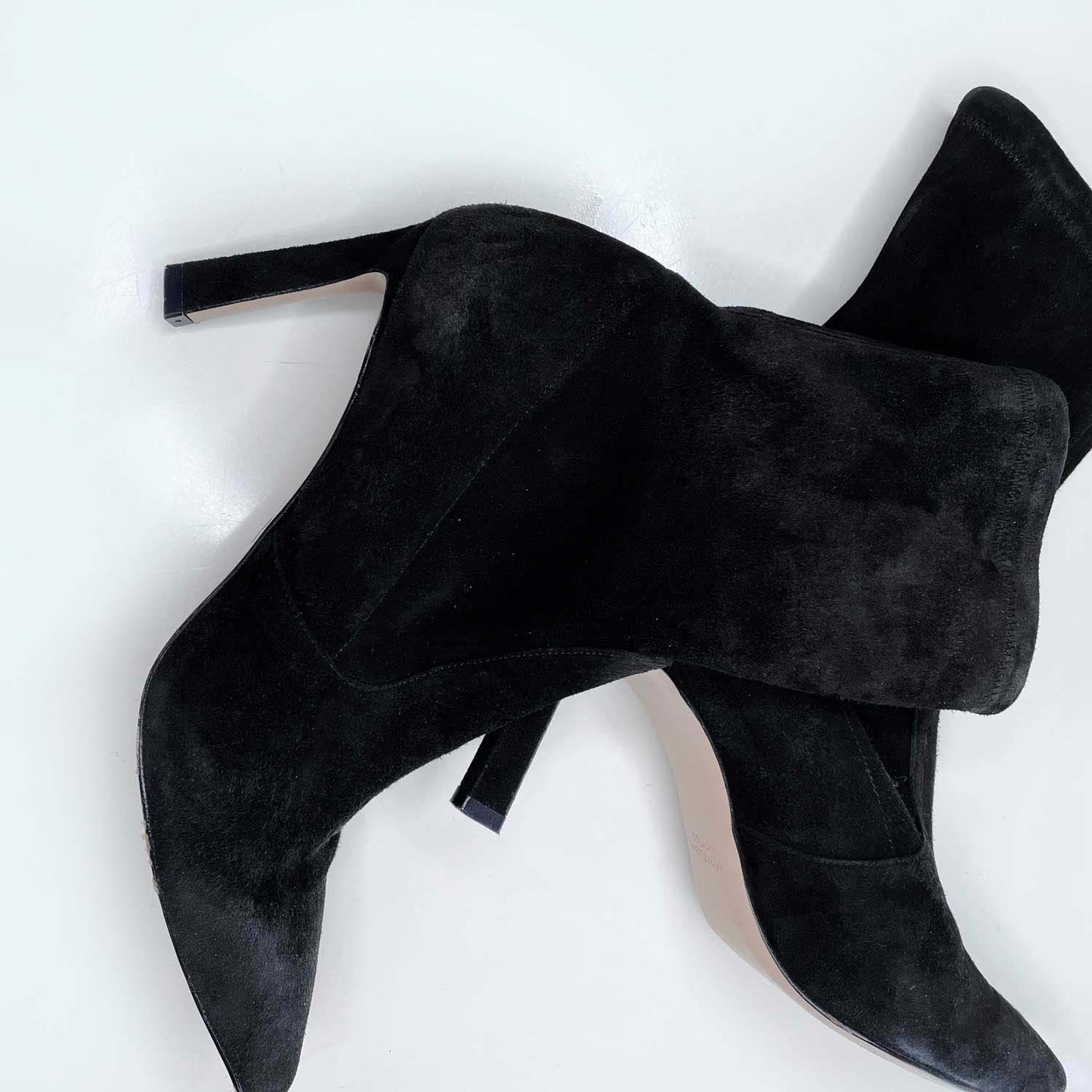 stuart weitzman 75 bootie black suede pointed toe - size 10