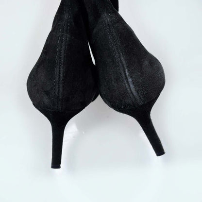 stuart weitzman 75 bootie black suede pointed toe - size 10