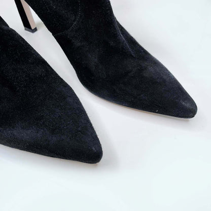 stuart weitzman 75 bootie black suede pointed toe - size 10