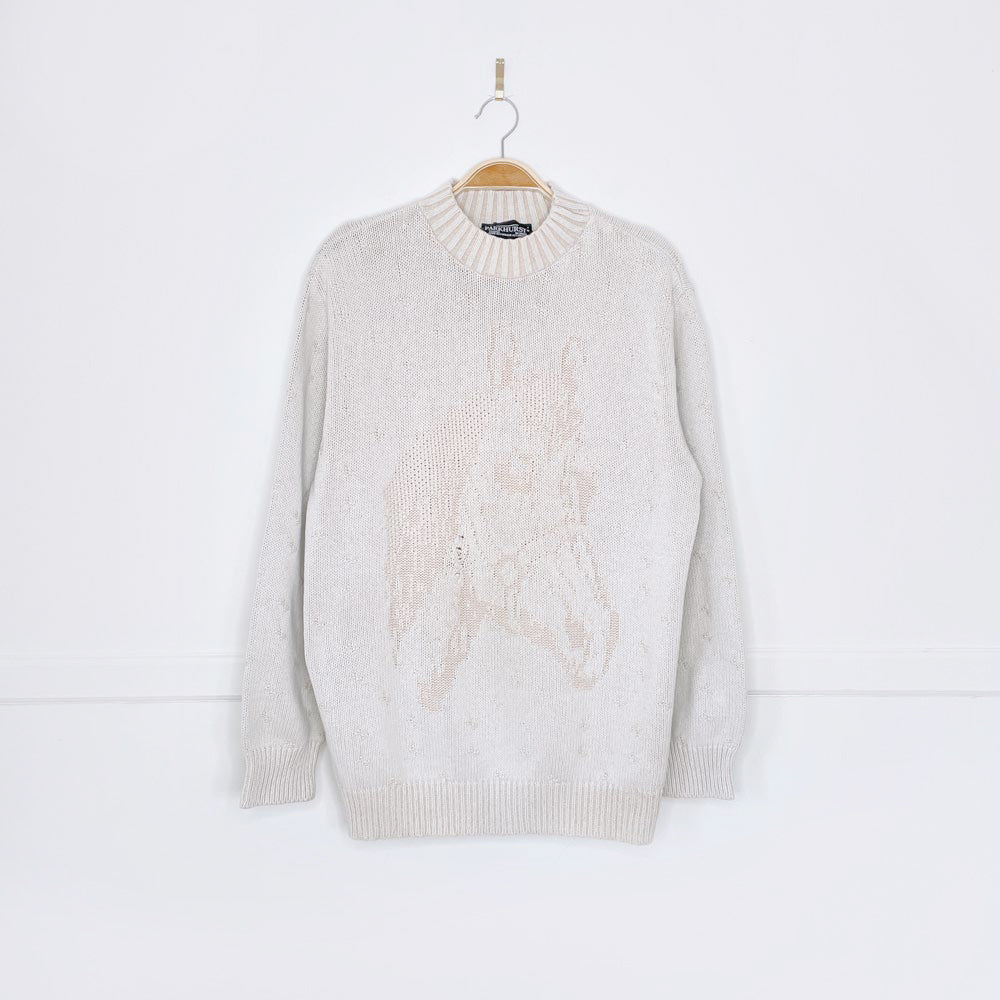 vintage parkhurst minimal horse knit cotton sweater