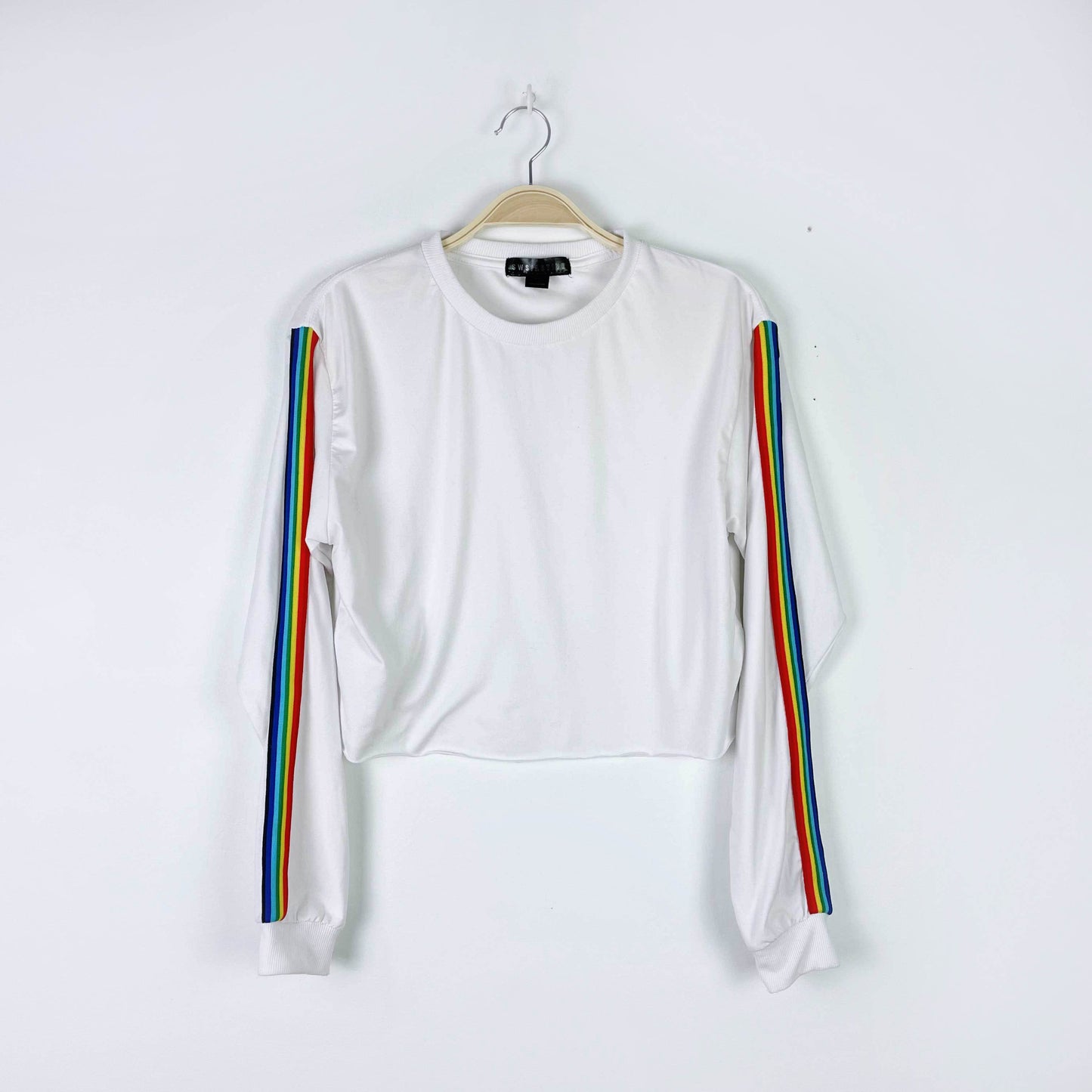 sws active rainbow stripe cropped long sleeve