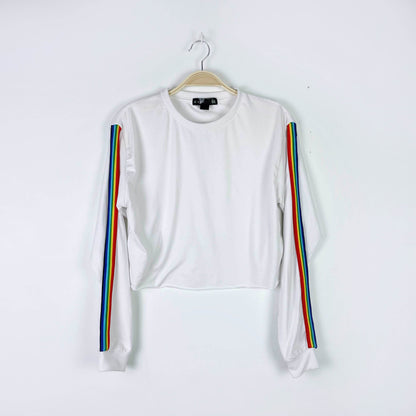sws active rainbow stripe cropped long sleeve