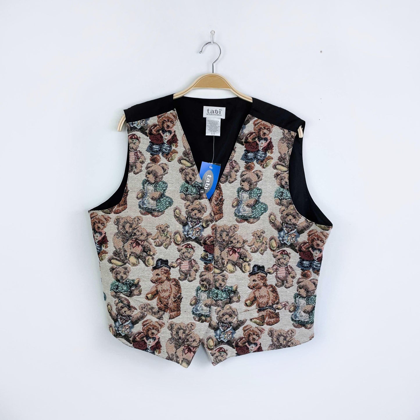 nwt vintage tabi tapestry teddy bear vest