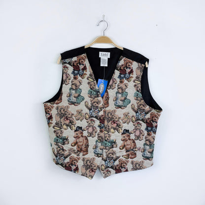 nwt vintage tabi tapestry teddy bear vest