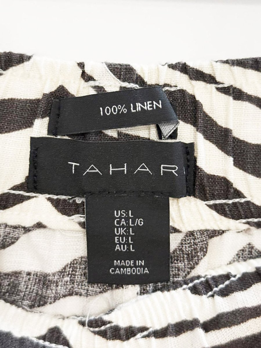 tahari 100% linen animal print wide leg pants - good market thrift store
