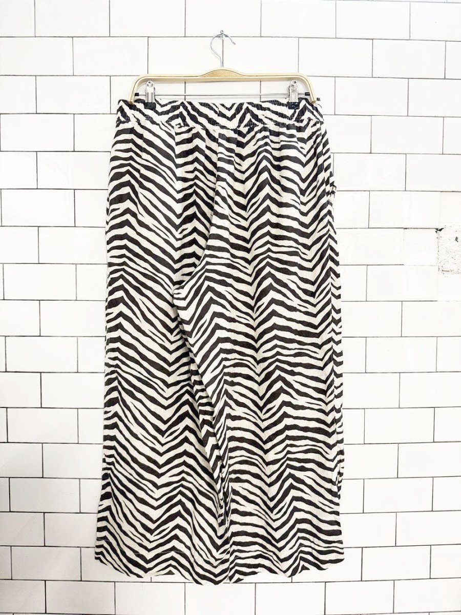 tahari 100% linen animal print wide leg pants - good market thrift store