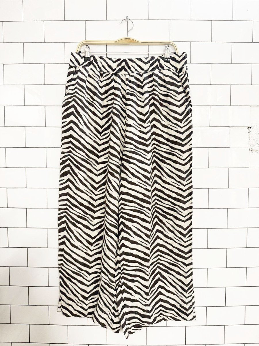 tahari 100% linen animal print wide leg pants - good market thrift store