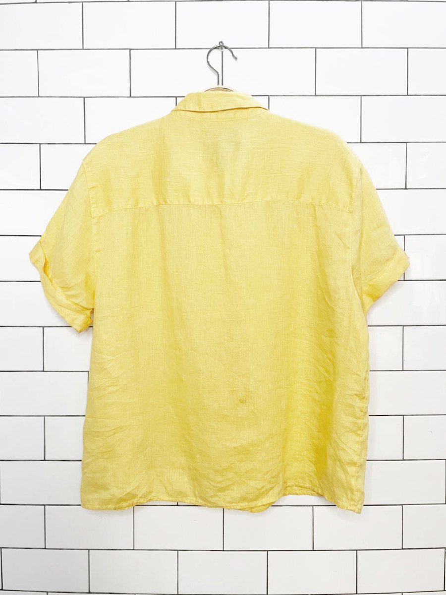 tahari 100% linen boxy relaxed full button shirt - good market thrift store