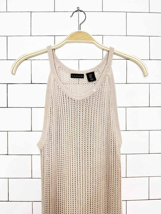 tahari crochet open knit high neck maxi dress | swim coverup - good market thrift store