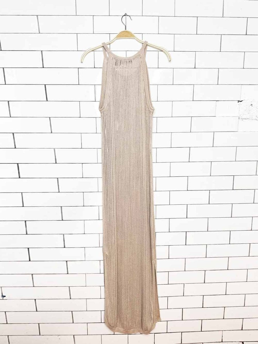 tahari crochet open knit high neck maxi dress | swim coverup - good market thrift store