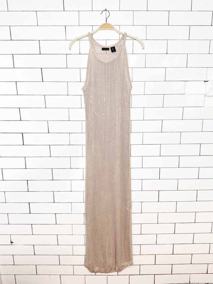 tahari crochet open knit high neck maxi dress | swim coverup - good market thrift store