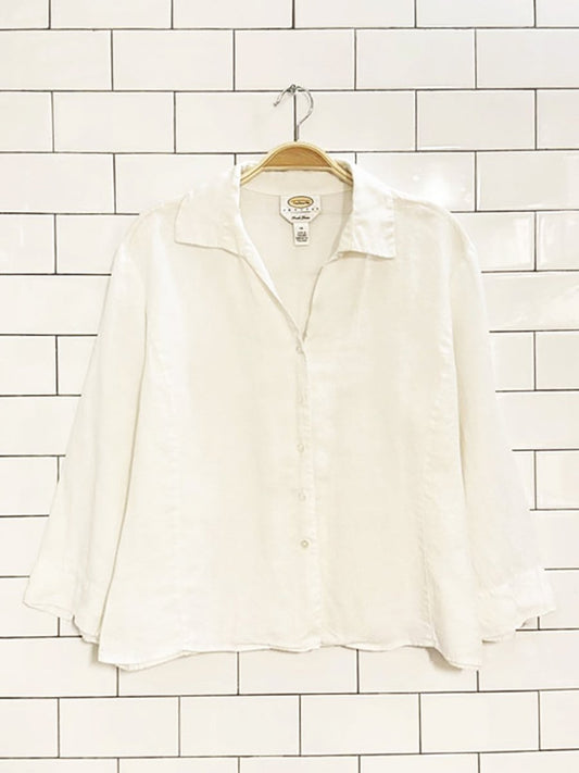 talbots 100% irish linen full button shirt - good market thrift store