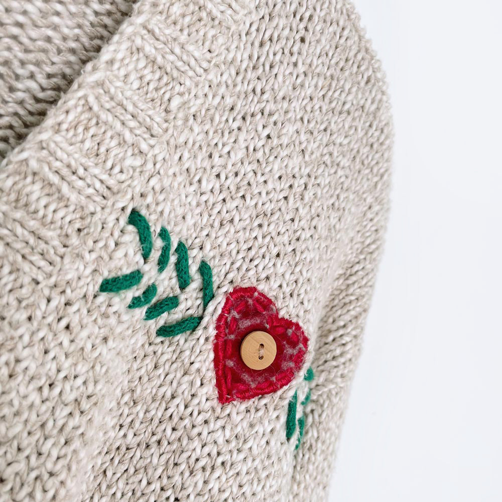 vintage 90s talbots linen-blend christmas tree knit cardigan