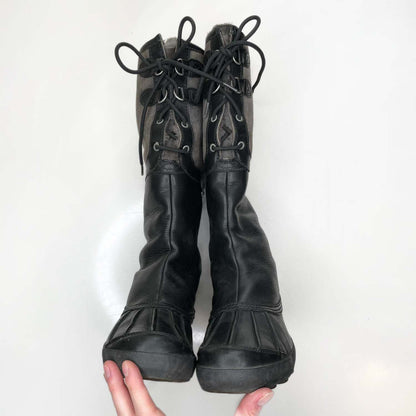 ugg becloud tall black sheepskin waterproof boots - size 10