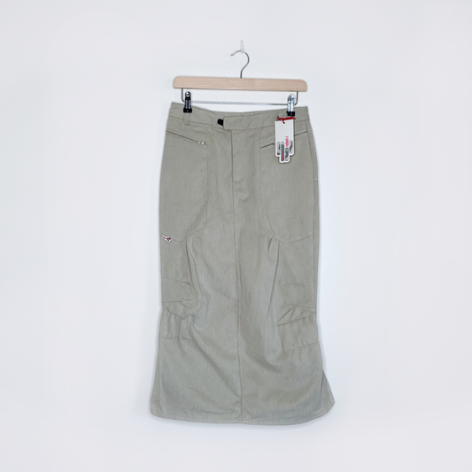 nwt deadstock parasuco rebel-i tan midi skater skirt - size 4