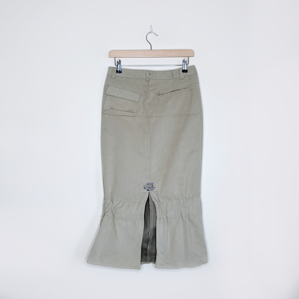 nwt deadstock parasuco rebel-i tan midi skater skirt - size 4