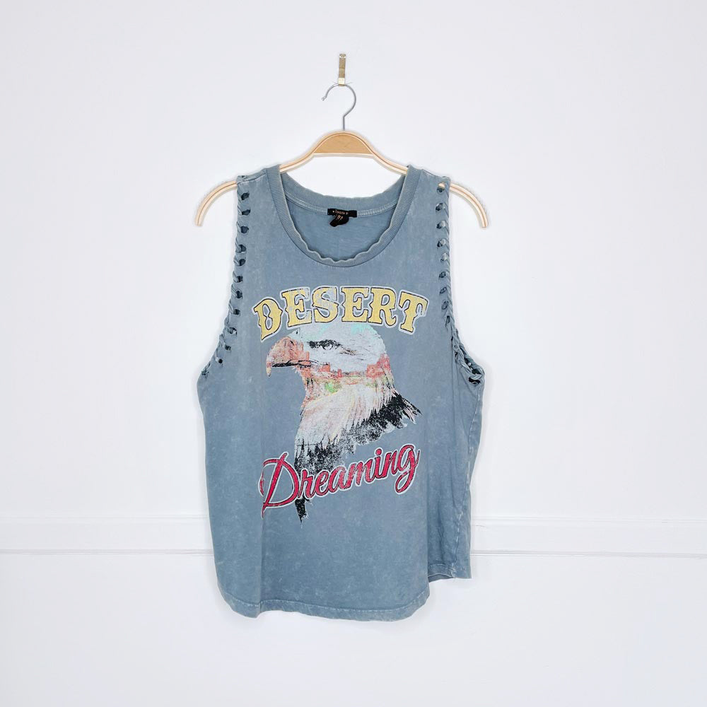 f21 desert dreaming eagle braided sleeveless tee